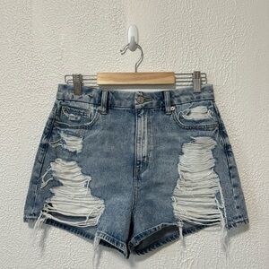 American Eagle Outfitters Ripped Blue Jean Shorts